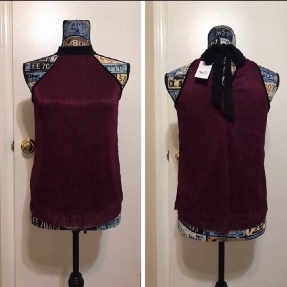 NWT Metallic Sleeveless Burgundy/Black Tank Top